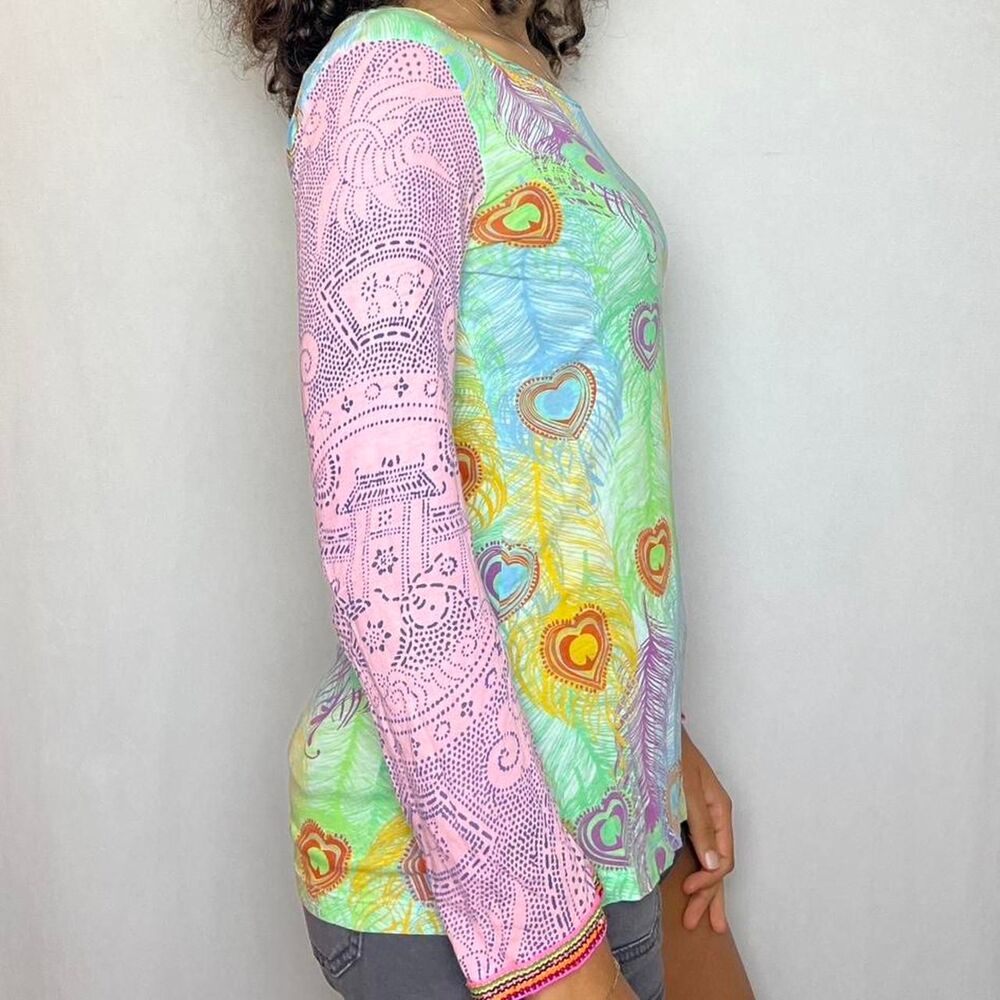 5th and Custo Women's Blue and Pink Shirt - Picture 2 of 7